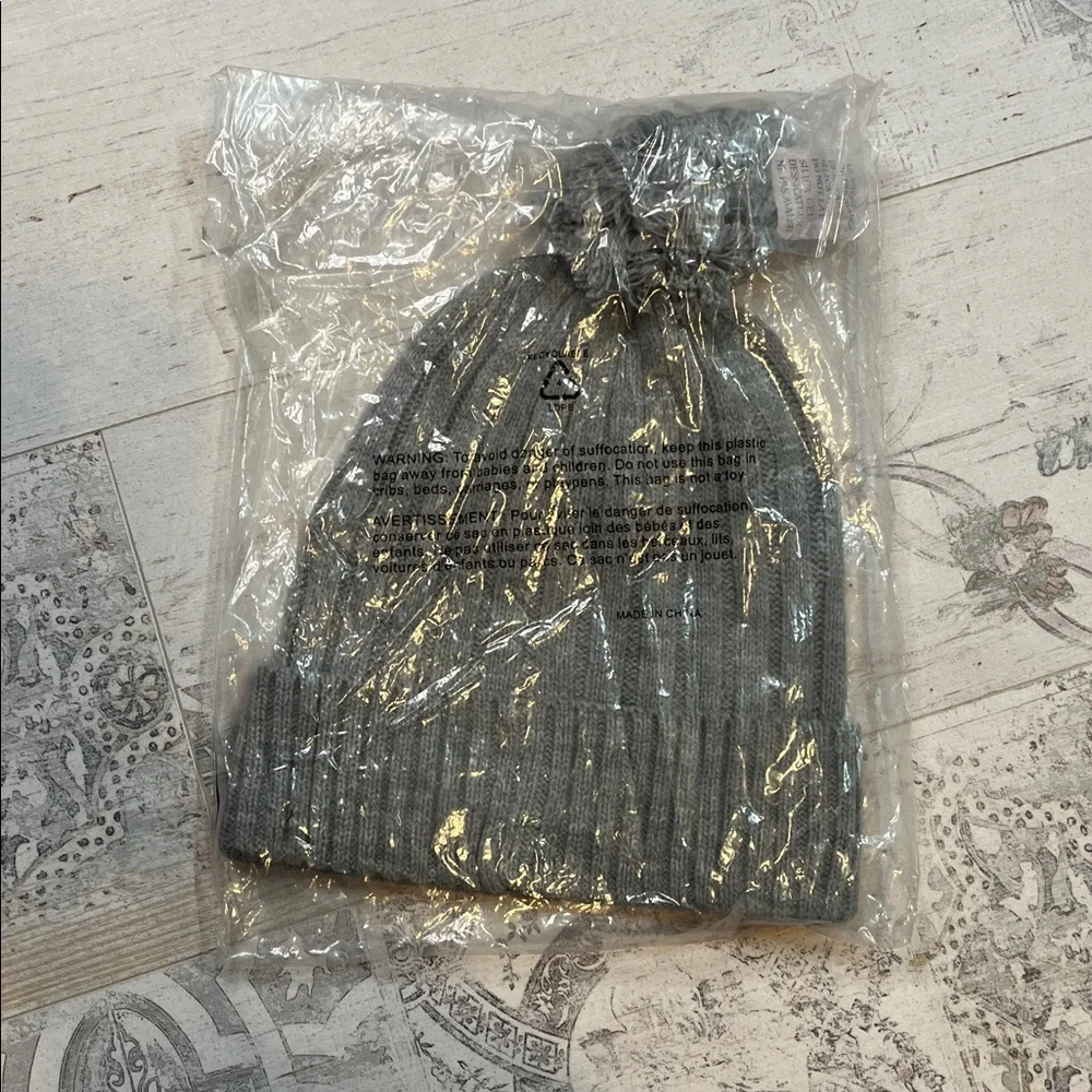 Michael Kors Charcoal Grey Knit PomPom Hat